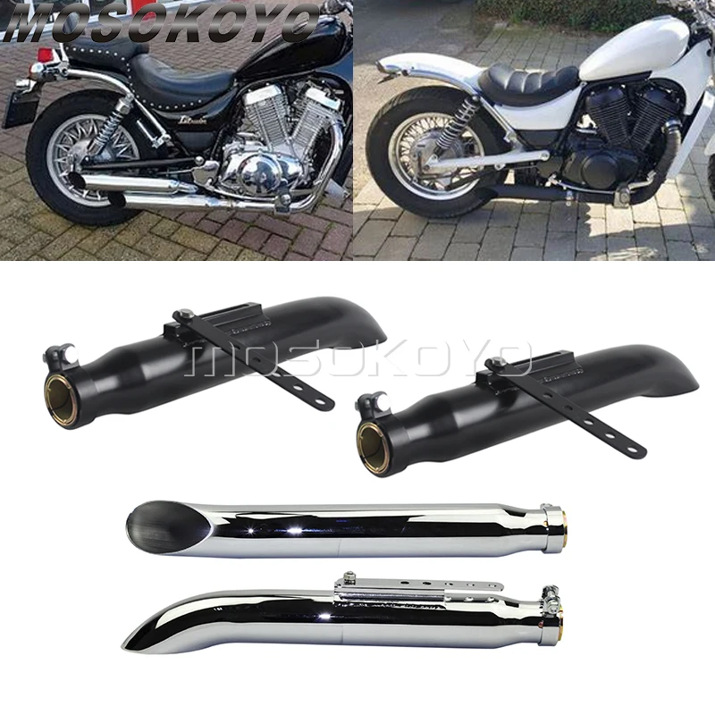 45CM Universal Retro Motorcycle Exhaust Pipe FOR Harley Honda Suzuki Intruder VS 750 Intruder 800 1500 Muffler Exhaust Pipes