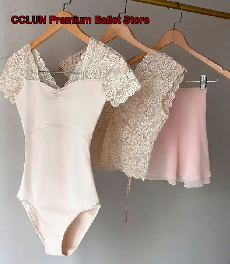 Women's Adult Lace Mesh Panel Short Sleeves Ballet Leotard Gymnastics Practice Art Exam Basic Training