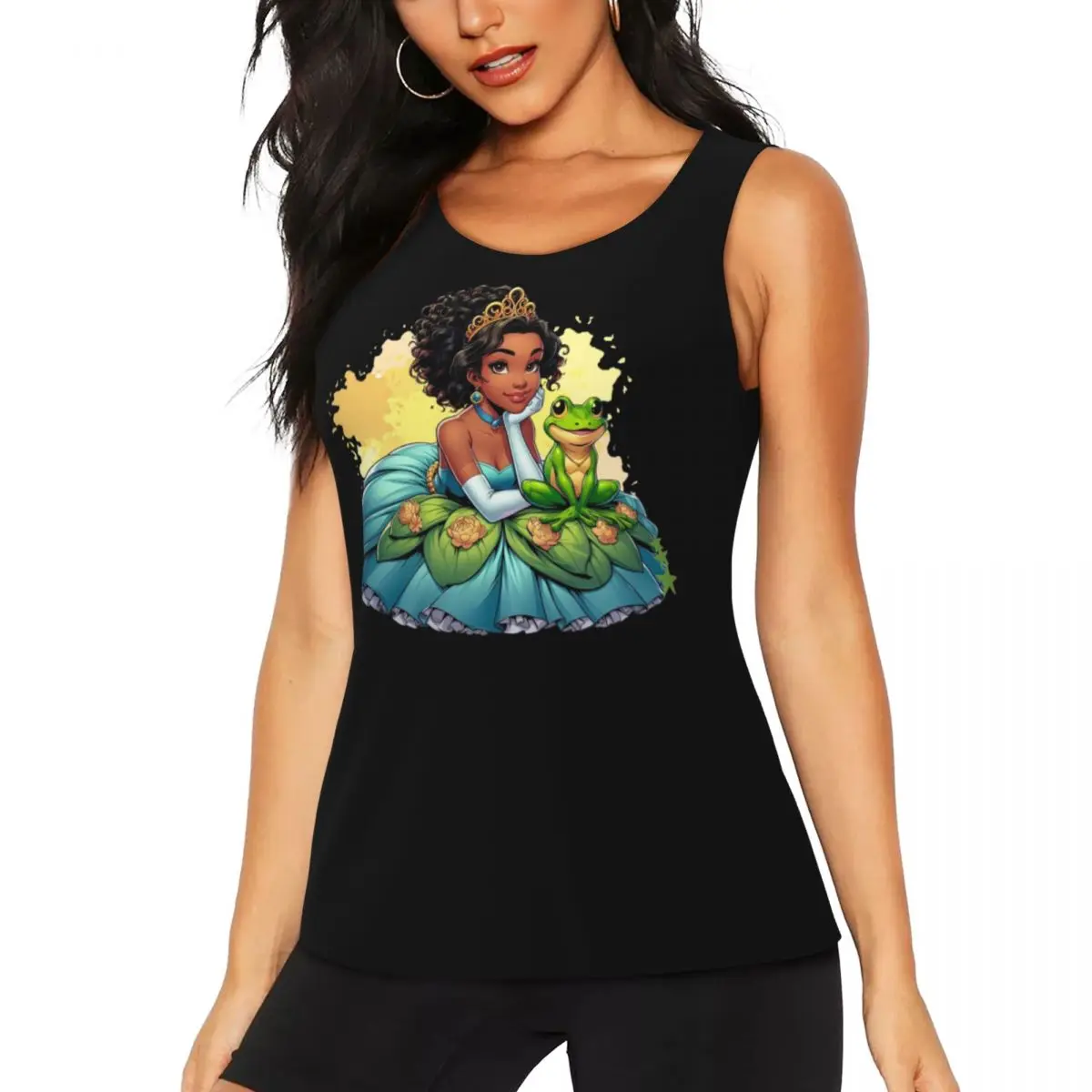 Custom Princess Tiana And The Frog Yoga Shirt Women Workout Running Tank Tops