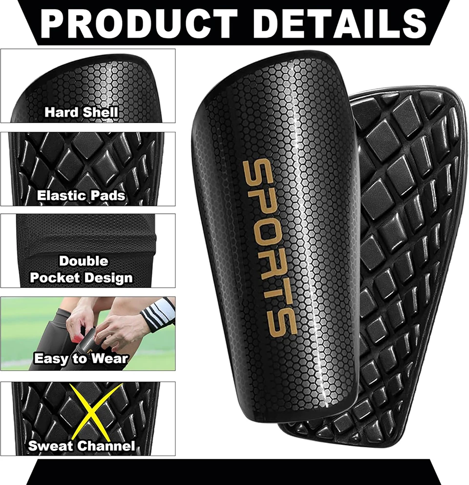 Loogdeel Sports Set Soccer Shin Guard Leg Cover Independent Pocket Anti-Drop Elastic Breathable Football Unisex Protective Gears