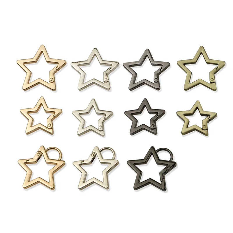 19MM 27MM Pentagram Metal Spring Gate Keyring Hooks For Bags Purse Belt Openable Five-pointed Star Carabiner Buckles Accessories