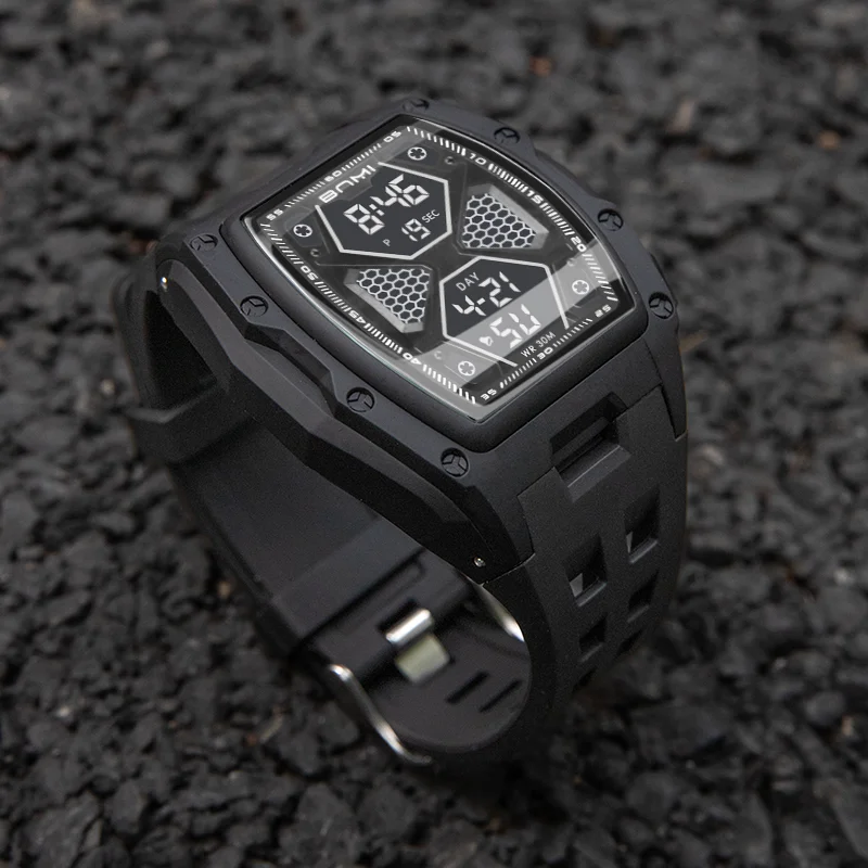 Simple Fashion Men's Multifunctional Electronic Watches Timing Function Alarm Clock Silicone Strap Military Sports Watch