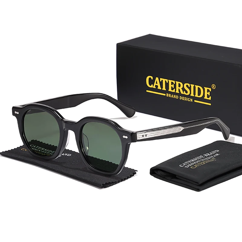 

CATERSIDE Acetate Frame Round Men Sunglasses Small Frame High-Quality Sun Glasses Women Party Travel Outdoor Glasses