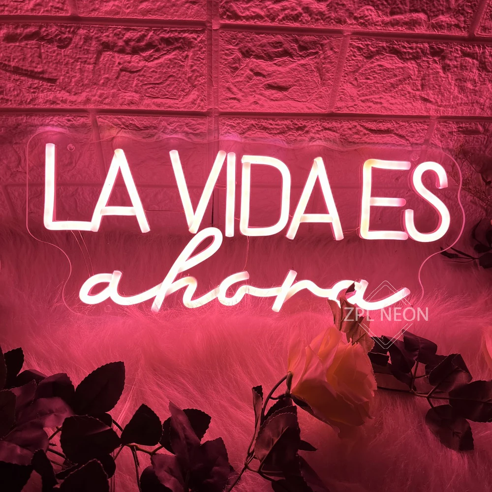 

Neon Led Signs LA VIDA ES Ahara Neon Lights Led Lights Spanish Neon Sign Bedroom Room Decor Wall Hanging Sign Wedding Bar Party