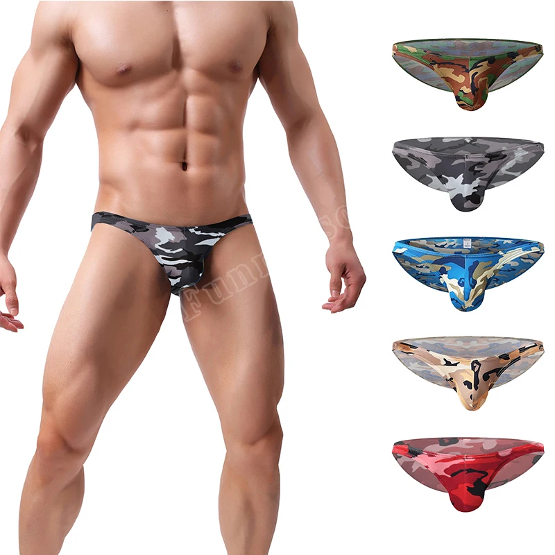 Summer Men\'s Protruding Briefs Comfortable Breathable U-convex Capsules Sexy Soft Skin-Friendly Men\'s Wild Camouflage Lingerie