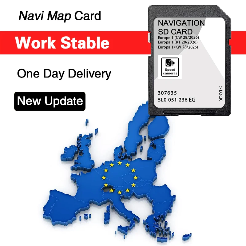 

Карта Европы и Великобритании GPS 5L0051236EG A1 2026 для Skoda Octavia Superb Fabia Rapid Автомобильная навигация Откройте для себя SD-карта Media2 32 ГБ