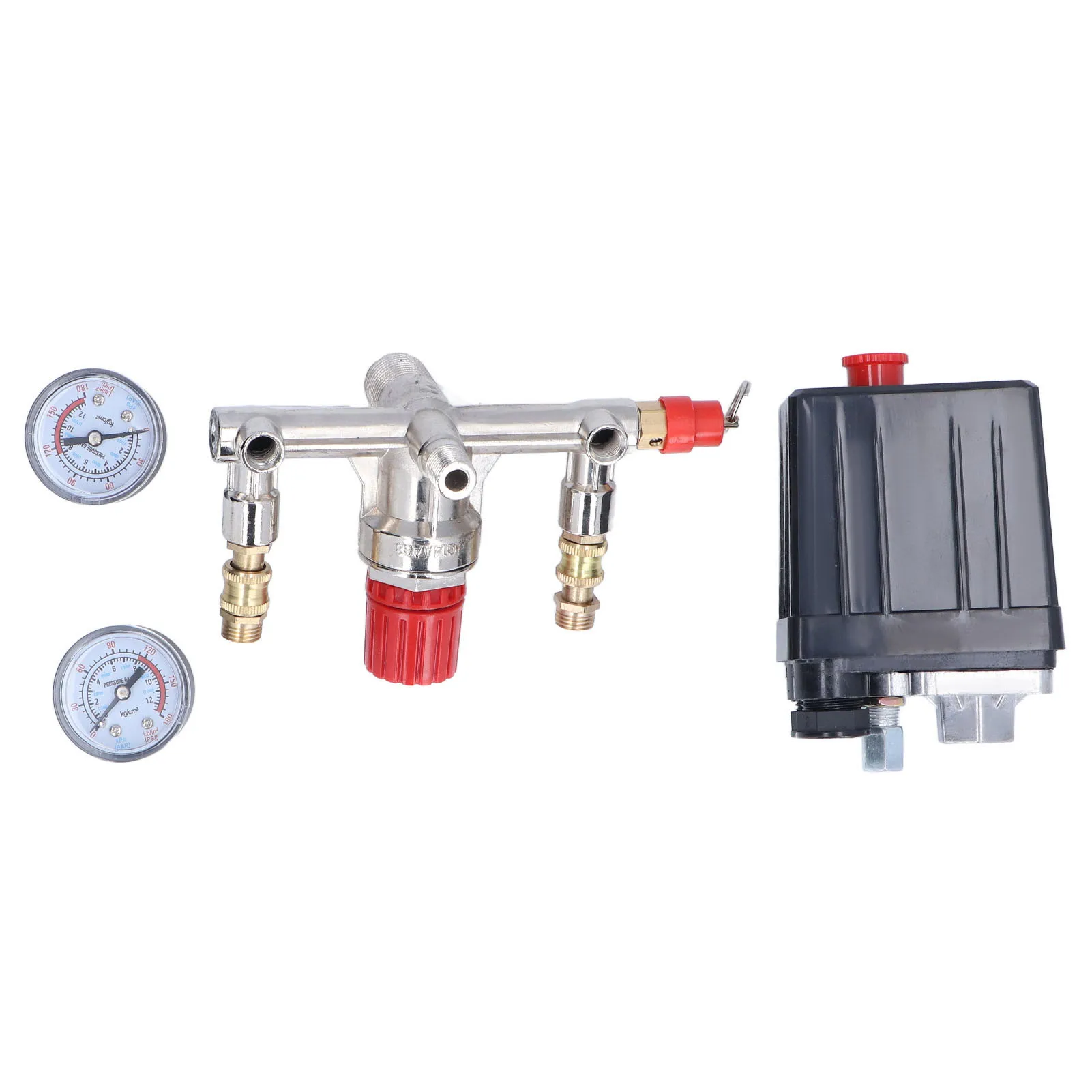Air Compressor Pressure Switch Control Valve Air Compressor Pressure Valve Kit Vertical Switch Manifold Regulator 90‑120PSI AC