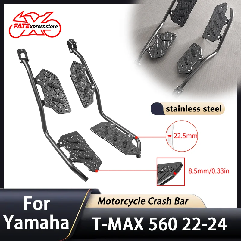 

For Yamaha T-MAX TMAX 560 Lower Crash Bar Engine Guard Motorcycle Accessories Stainless Steel Footrest Extension 2022 2023 2024