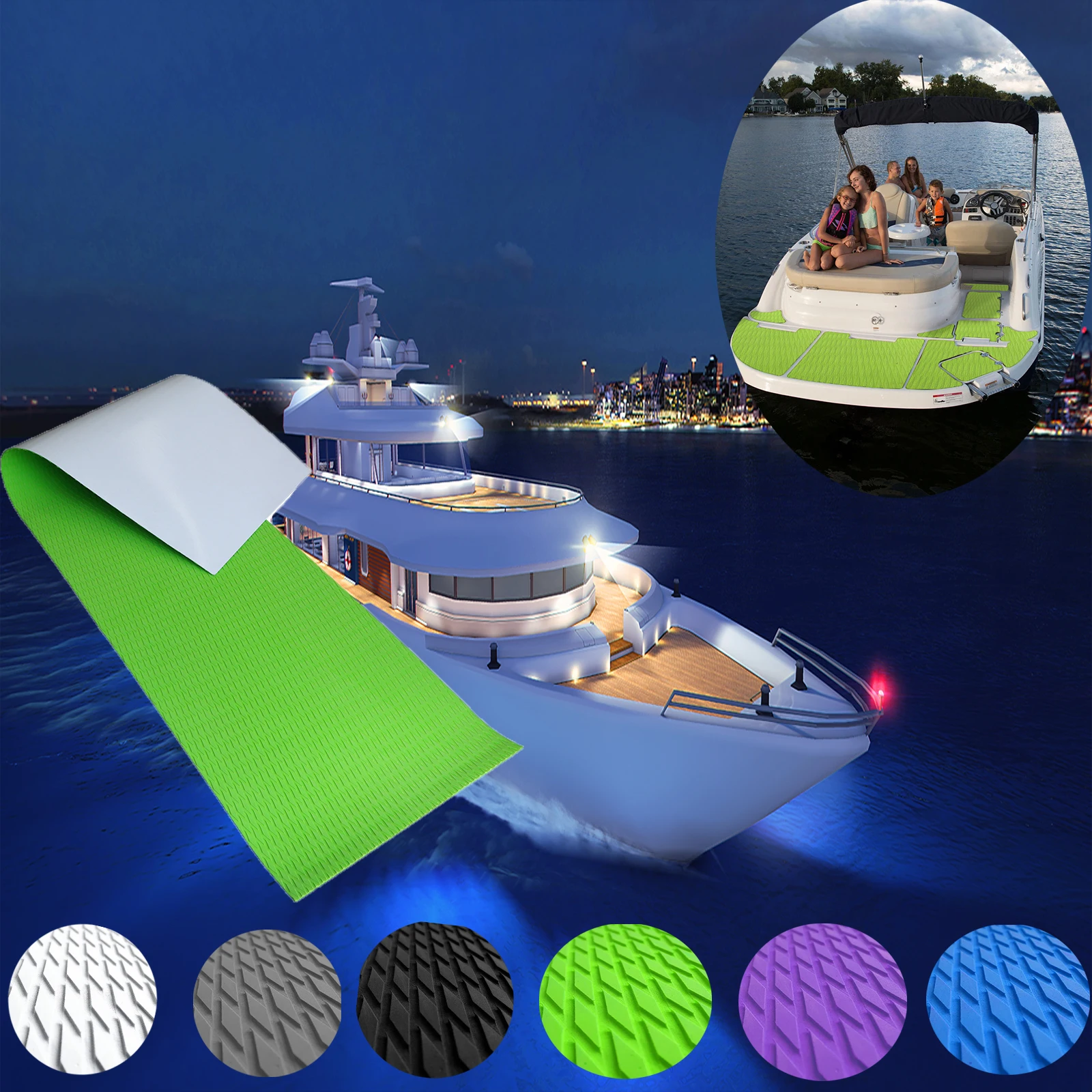 

2400*450mm EVA Foam Boat Decking Self-Adhesive Flooring Sheet Non-Skid DIY Traction Pads Grip Mat Kayak Yacht SUP Board Canoe