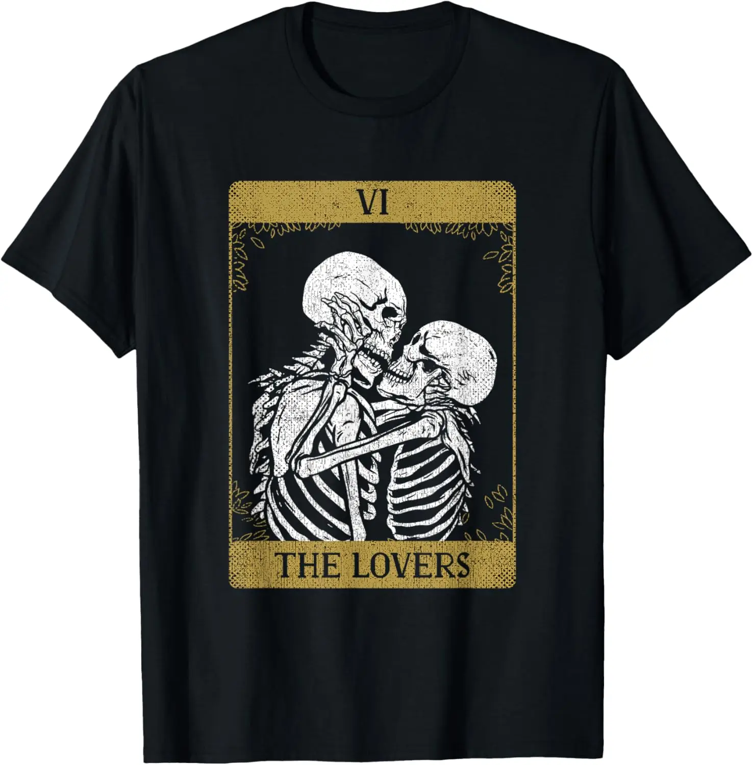 The Lovers Skeleton Outfit Gothic Tarot Card T-Shirt