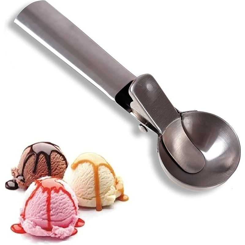 Stainless Steel Solid Ice Cream Scoop Easy To Use And Clean Trigger Frostproof Handle Frozen Yogurt Ice Cream Dessert Store