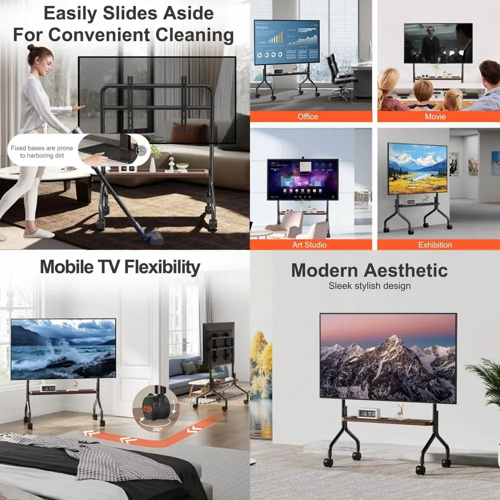 

Портативная передвижная подставка для телевизоров с диагональю 32-75 дюймов, с фиксирующимися колесами, выдерживает до 110 фунтов, VESA 600x400 мм