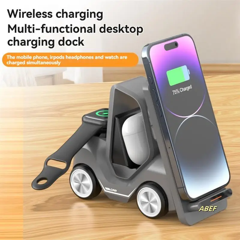 小型フォークリフトワイヤレス充電器急速充電充電ステーション 3 で 1 高速充電器ベーススタンド携帯電話用