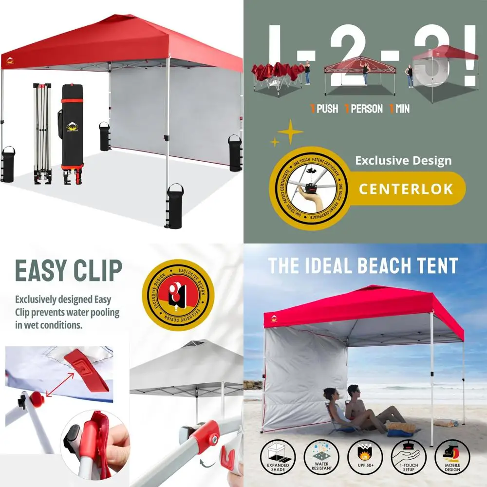 

Мгновенный всплывающий навес 10x10 с боковой стеной — простая установка пляжной палатки для мероприятий на открытом воздухе, вечеринок, кемпинга и защиты от солнца