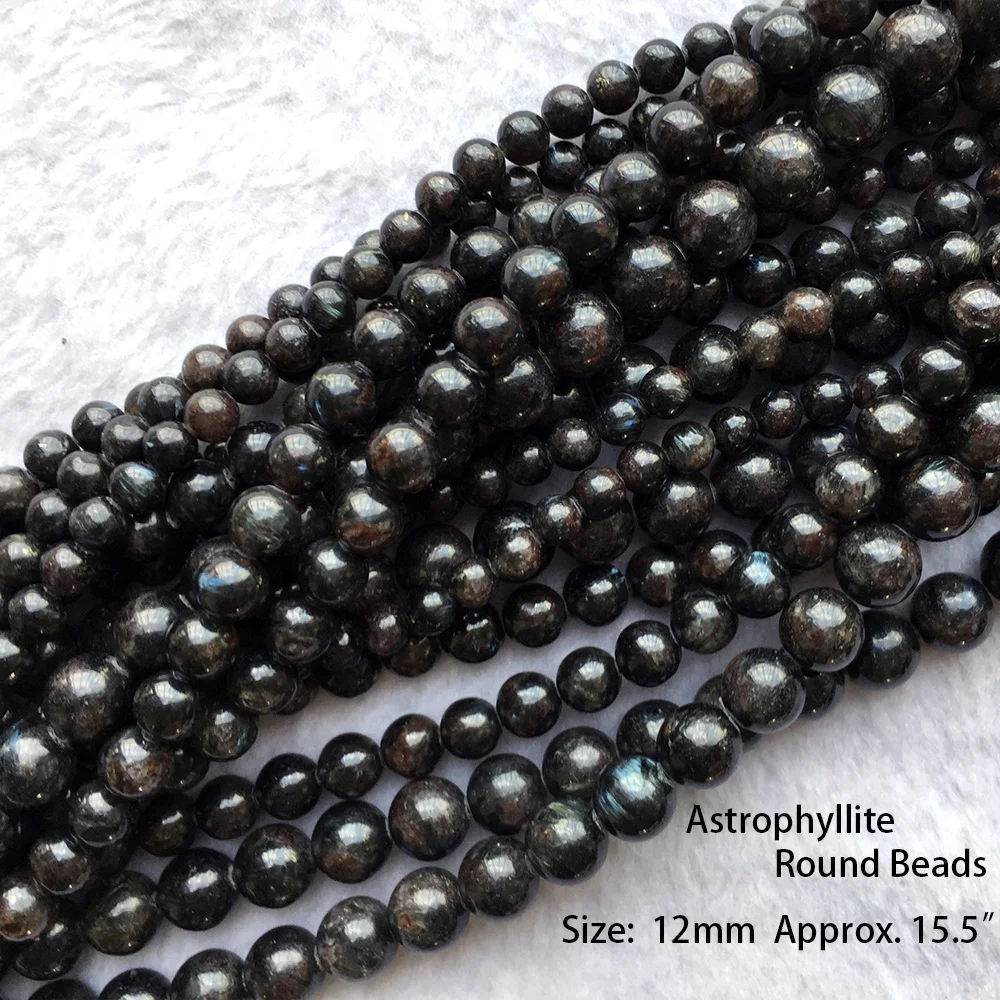 Veemak Natural Celestite Black Quartz Crystal Tektite Phlogopite Biotite Astrophyllite Shungite Indigo Gabro Azurite Round Beads