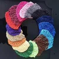 New Women's Mesh Snood Hair Net Black Wig Caps Handmade Crochet Cap Adjustable Strap Hair Net for Sleeping Turban Hat Chemo Hats