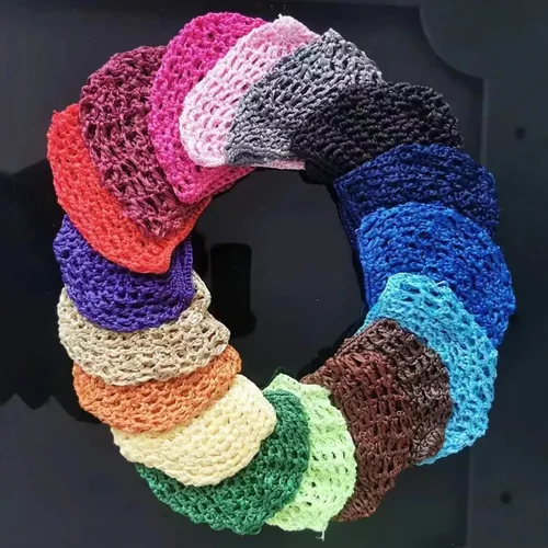 Nueva redecilla de malla para mujer, gorros de peluca negros, gorro de ganchillo hecho a mano, redecilla para el pelo con correa ajustable para dormir, turbante, sombrero, sombreros para quimio