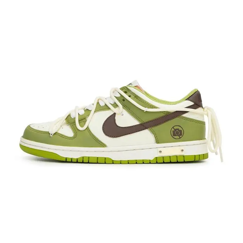 

[Нестандартная женская версия кедра] Низкие туфли для скейтборда Nike Dunk Low No Photography GS Зеленый Белый Коричневый