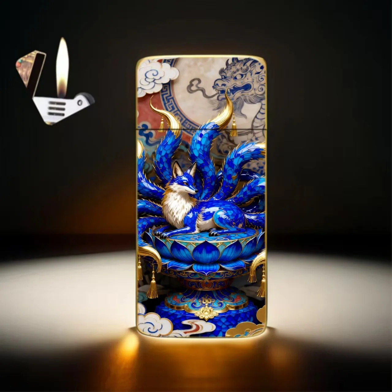 Guofeng New Metal Ultra-thin Inflatable Lighter, Personalized Enamel Color Craftsmanship, High-end and Exquisite Gift