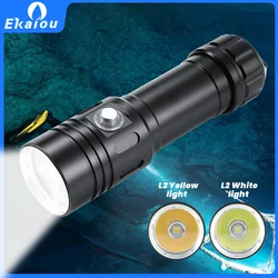 Ekaiou LED Dive Light 2000 Lumens L2 Diving Flashlight IP68 Waterproof Torch By 26650 Battery Underwater 100 Meter Deep Sea Lamp