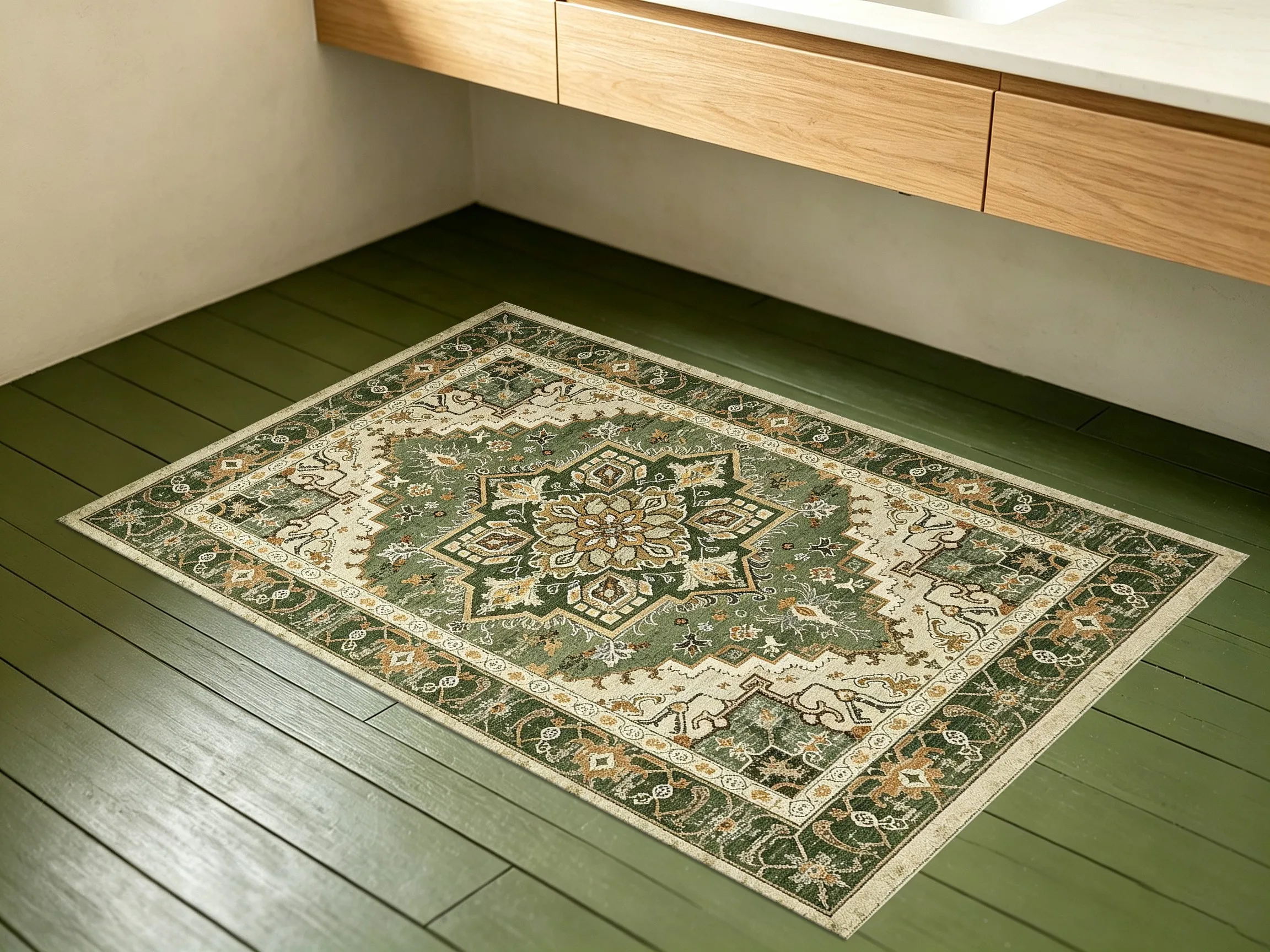 Large Area Rug Retro Persian Symmetrical Print Retro Light Luxury Style Soft Velvet Living Room Bedroom Home Decor Area Rug
