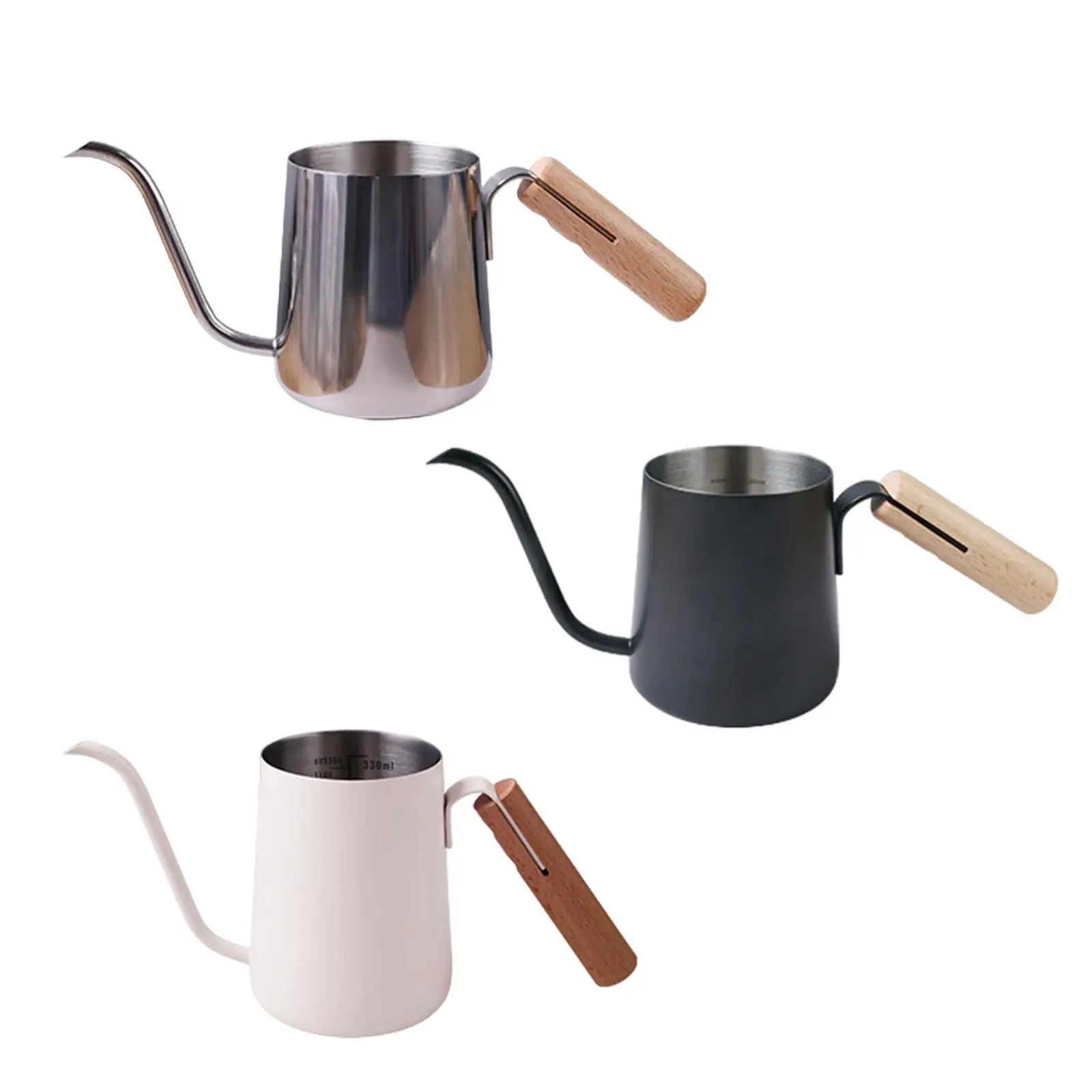 Pour over Coffee Kettle Drip Coffee Maker 250 ml Tea Kettle Camping Coffee Pot Anti Hot Wooden Handle Coffee Tea Pot Cafe Bar