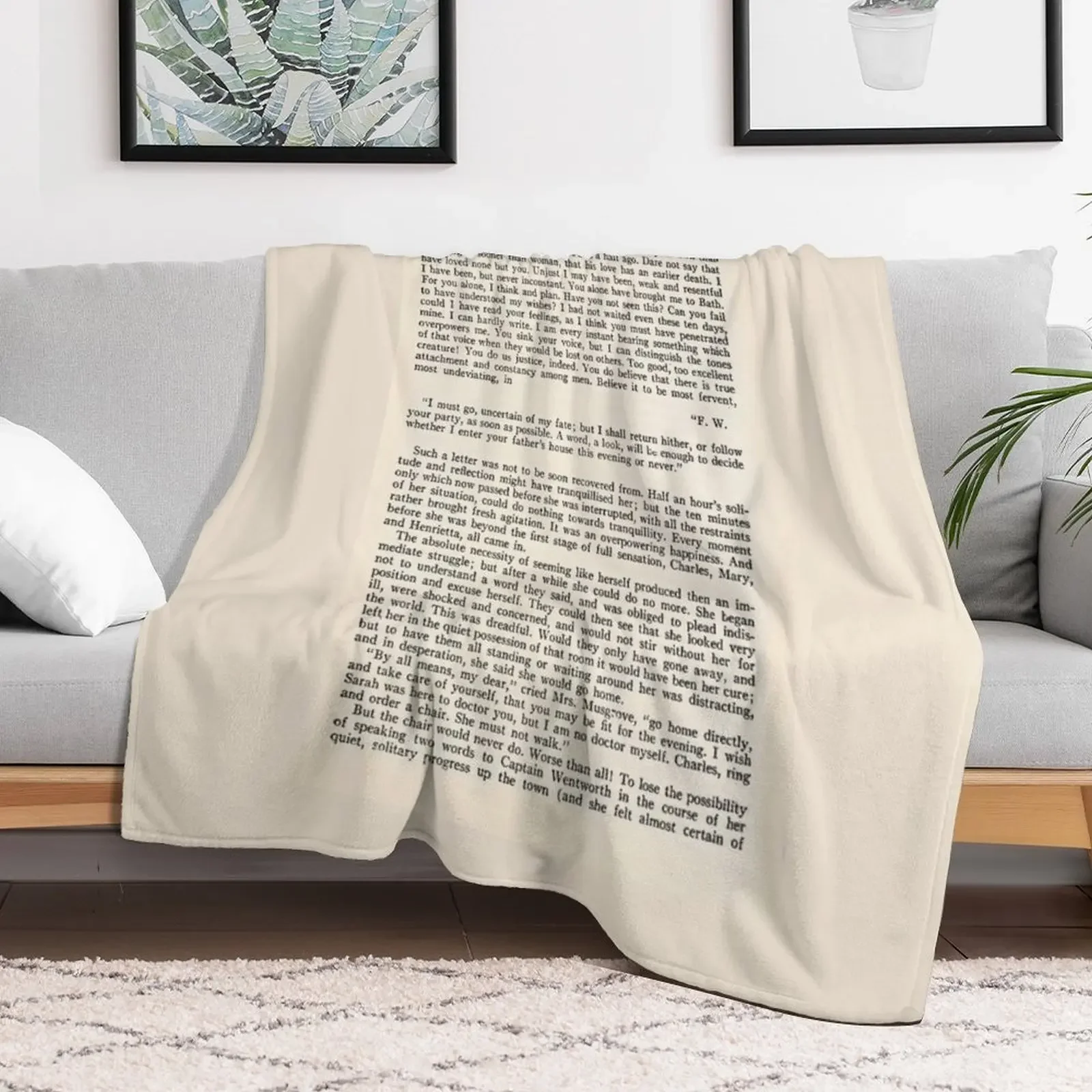 New Persuasion by Jane Austen - Captain Wentworth: I am half agony, half hope. - vintage book page Throw Blanket Sofas Blankets