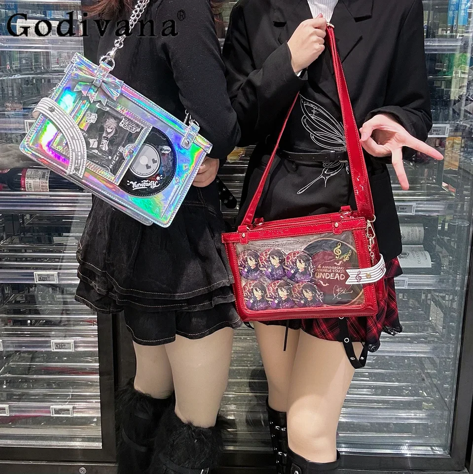 Fashionable Disc Itabag Transparent Front Pocket DIY Tote Handbag