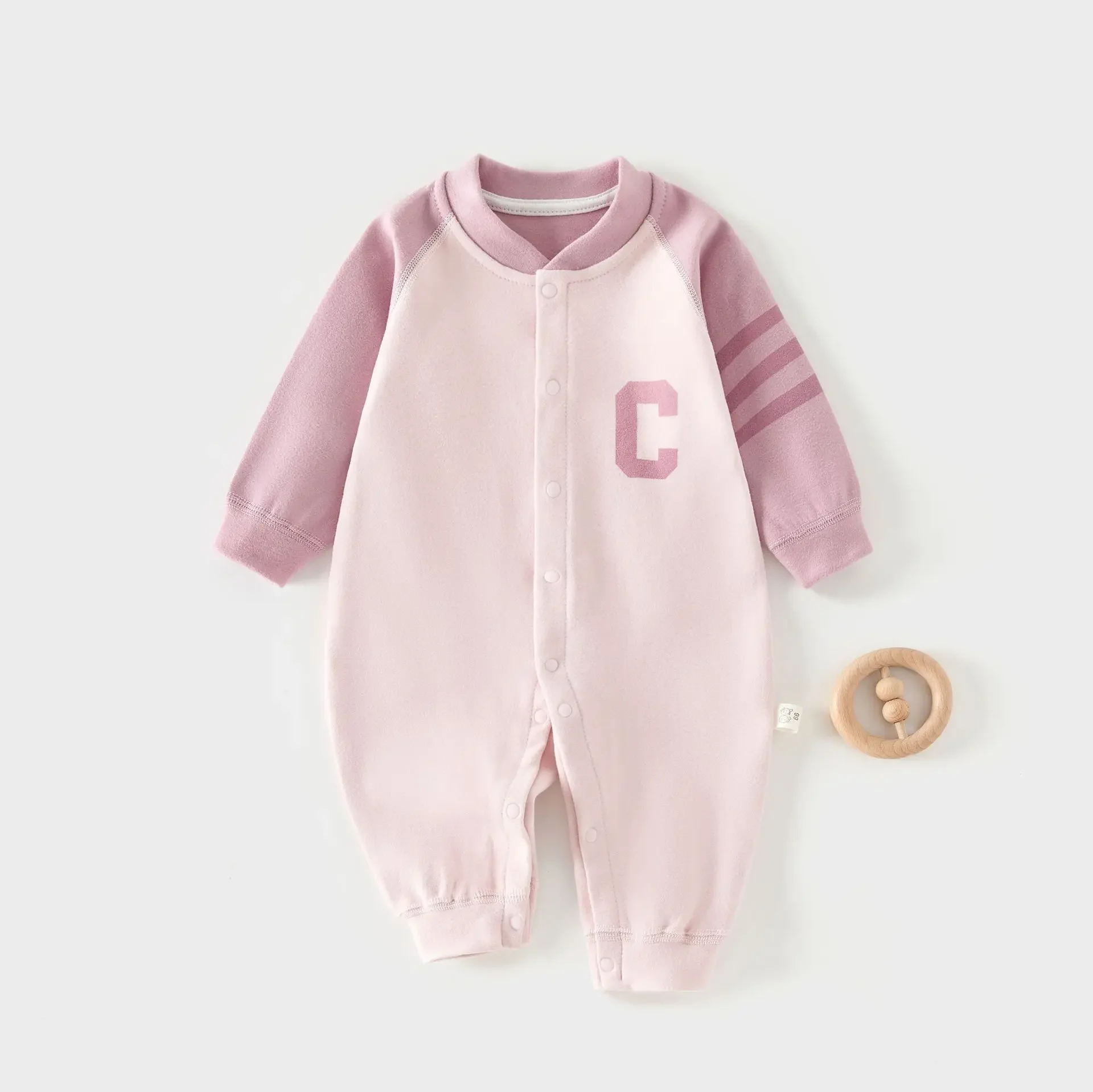 

0-3Y Baby Girl Boy Jumpsuit Newborn Color Block Long Sleeve Romper Warm Spring Clothes Letter Print Patchwork Daily Home Wear