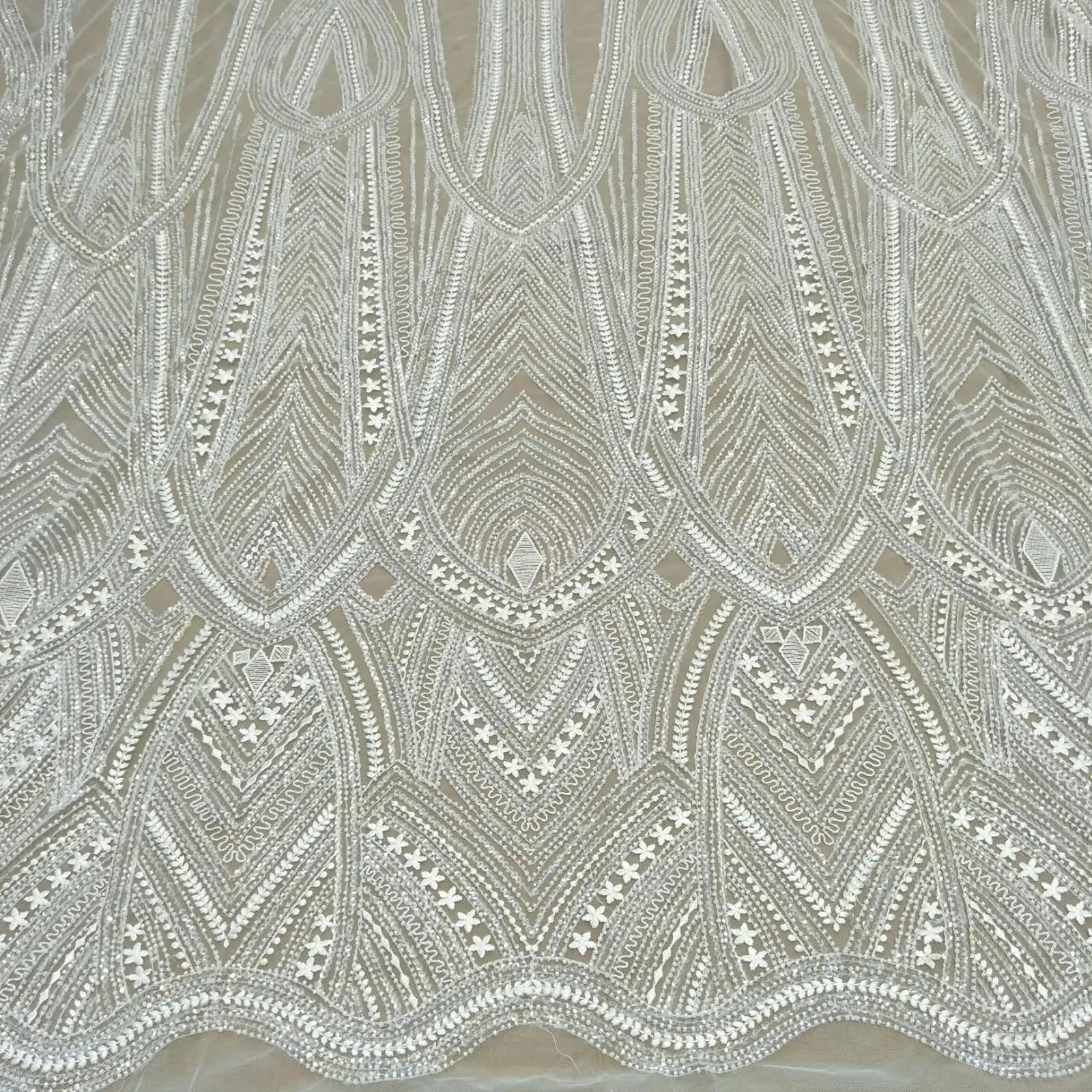 Lace Fabric for Bridal Wedding Dress, Ivory Lace Fabric, 130cm Width, Sale by Yard