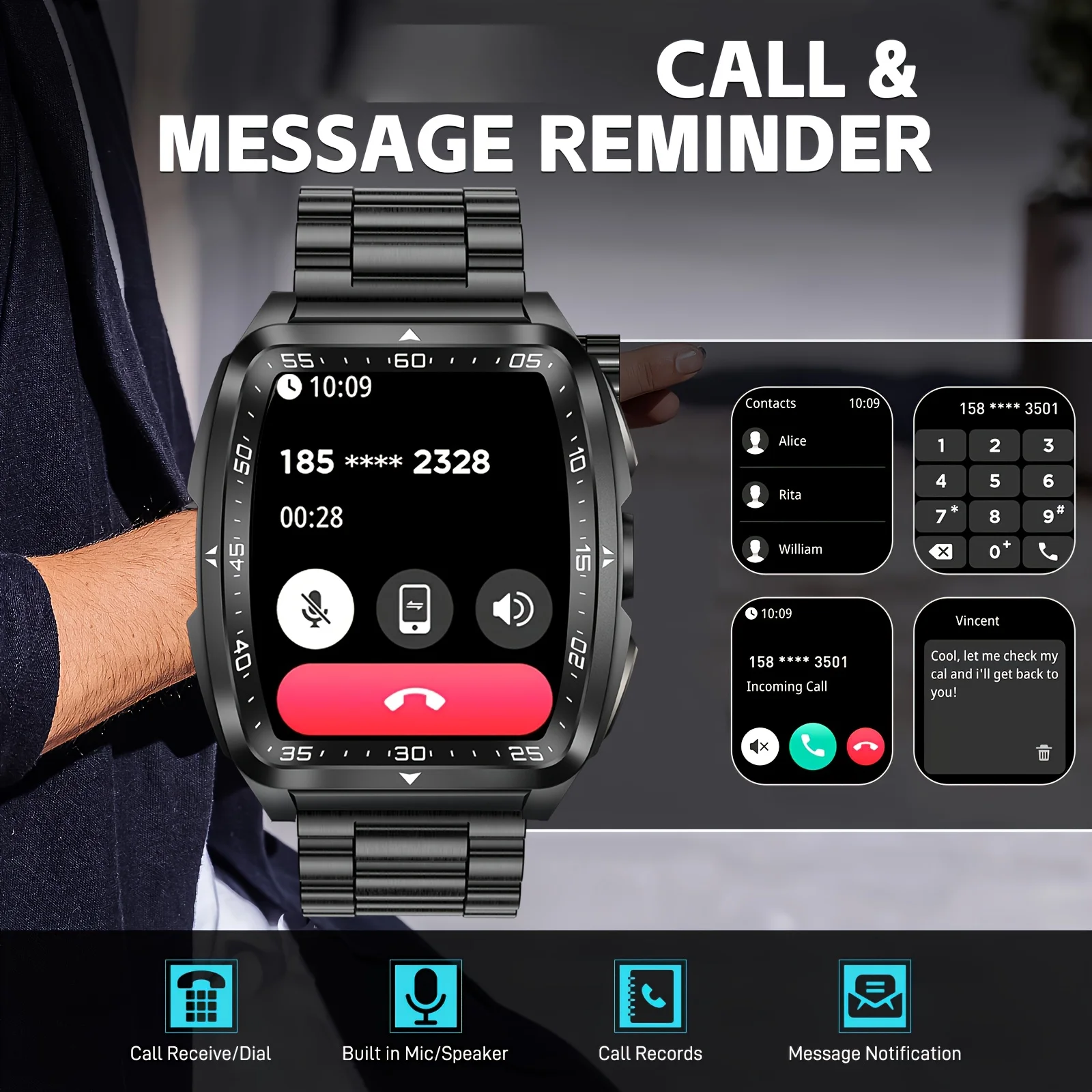 2025 For Xiaomi Outdoor military LED Lighting Men Smartwatch Bluetooth Call IP69K 5ATM Swimming Heart Rate Sports Men Smartwatch