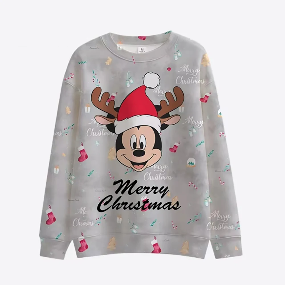 Autumn Christmas Women's Fashion Casual Hoodie New Mickey Minnie Print Round Neck Long Sleeve Children's Hoodie Y2K