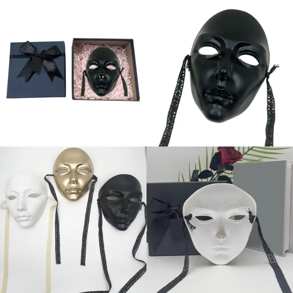 

R1WE Paintable Full Face Mask Halloween Cosplay Mask For Women Men Cosplay Party