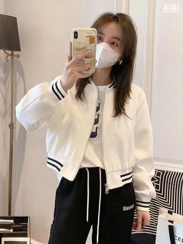 Coréen Sle ort Baseball Jaet femmes décontracté Sport manteau printemps été nouveau Faion Match tous les vêtements de loisirs petite taille