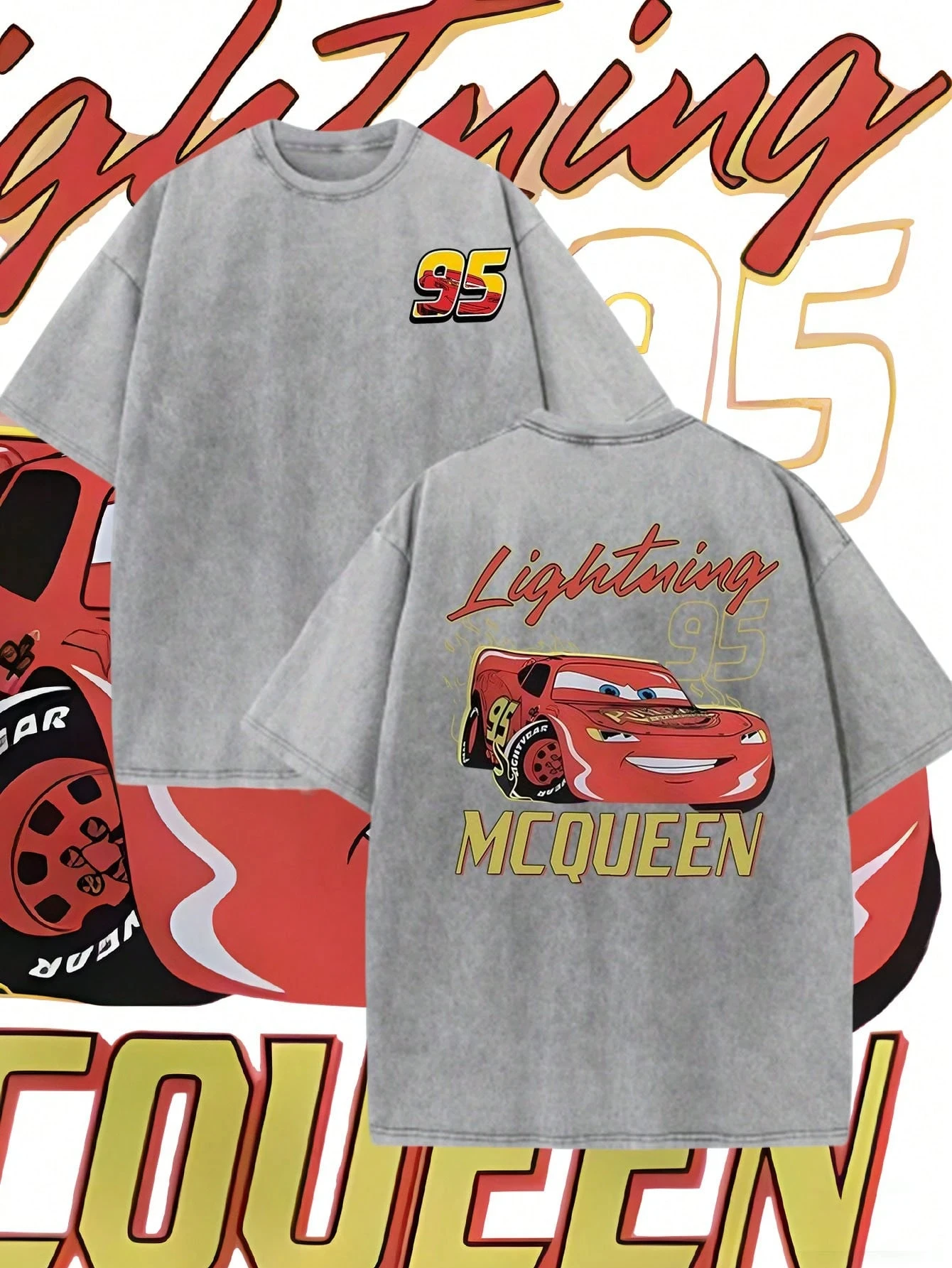 

Disney Cars No. 95 Pattern, 100% Pure Cotton Washed Vintage Round Neck Sweatshirt, Comfortable Round Neck T-Shirt Unisex.