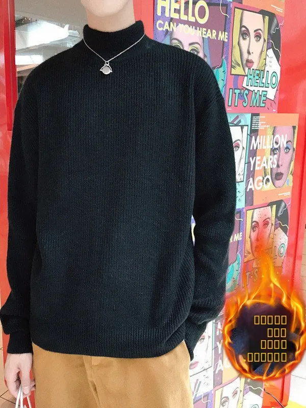 

Мужской осенне-зимний теплый вязаный свитер, приталенный модный корейский свитер, молодежный зимний длинный топ Sve Crew Ne