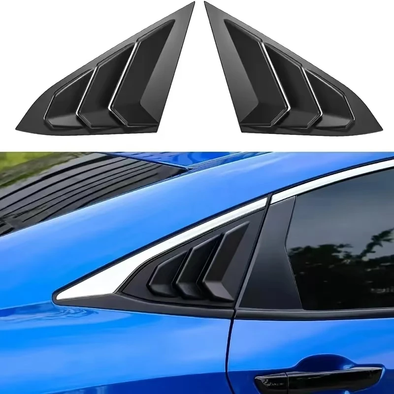 Car Rear Side Window Louvers Vent Scoop Shades Covers for 2016-2021 Honda Civic - ABS Plastic, Left Side, 2 Pack - Vehicle Custo