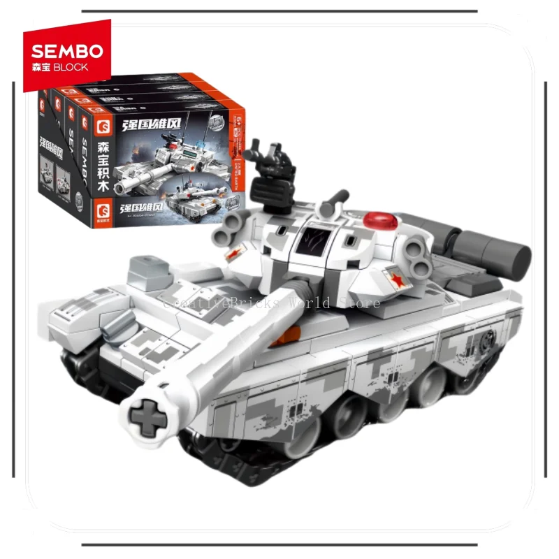 Sembo Building Blocks Powerful Nation 4-in-1 Tianqi 99 Main Battle Tank Shooting Tracked Vehicle  Assembly Toy for Boys