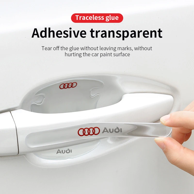 4/8Pcs Car Door Handle Bowl Anti-scratch Sticker Body Anti-collision Protection Strip For Audi S line A1 A2 A3 A4 A5 A6 Q3 Q5 Q7