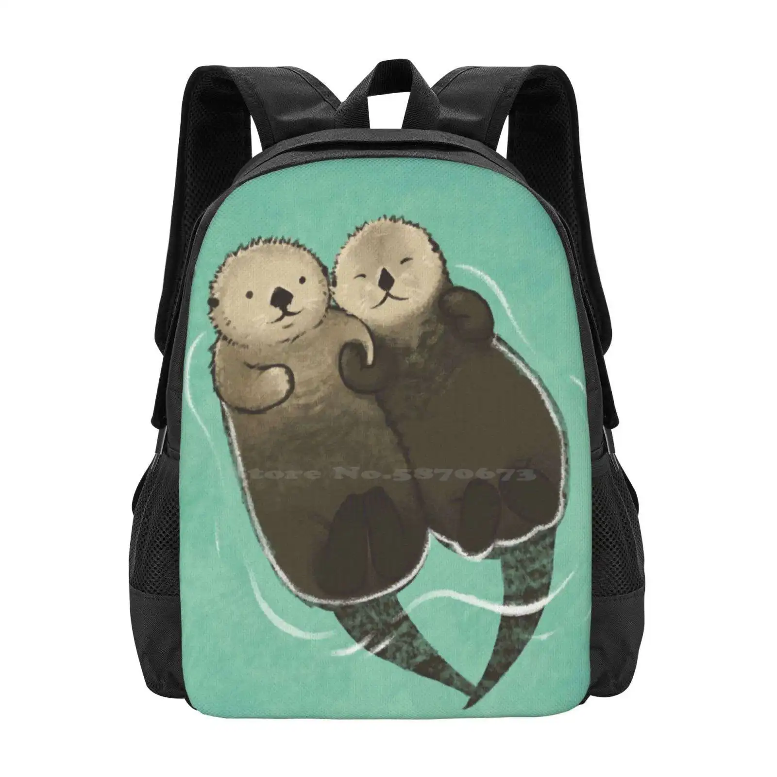 Znaczące wydry-wydry trzymające się za ręce tornistry podróżny plecak na laptopa zwierzęta urocza natura uwielbia wydry znaczące wydry