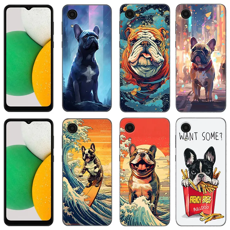 French Bulldog Dog Phone Case For Samsung Galaxy A01 A03 Core A04 E A02 A05 A10 A20 A21 A30 A50 S A6 A8 Plus A7 2018 Black Cover