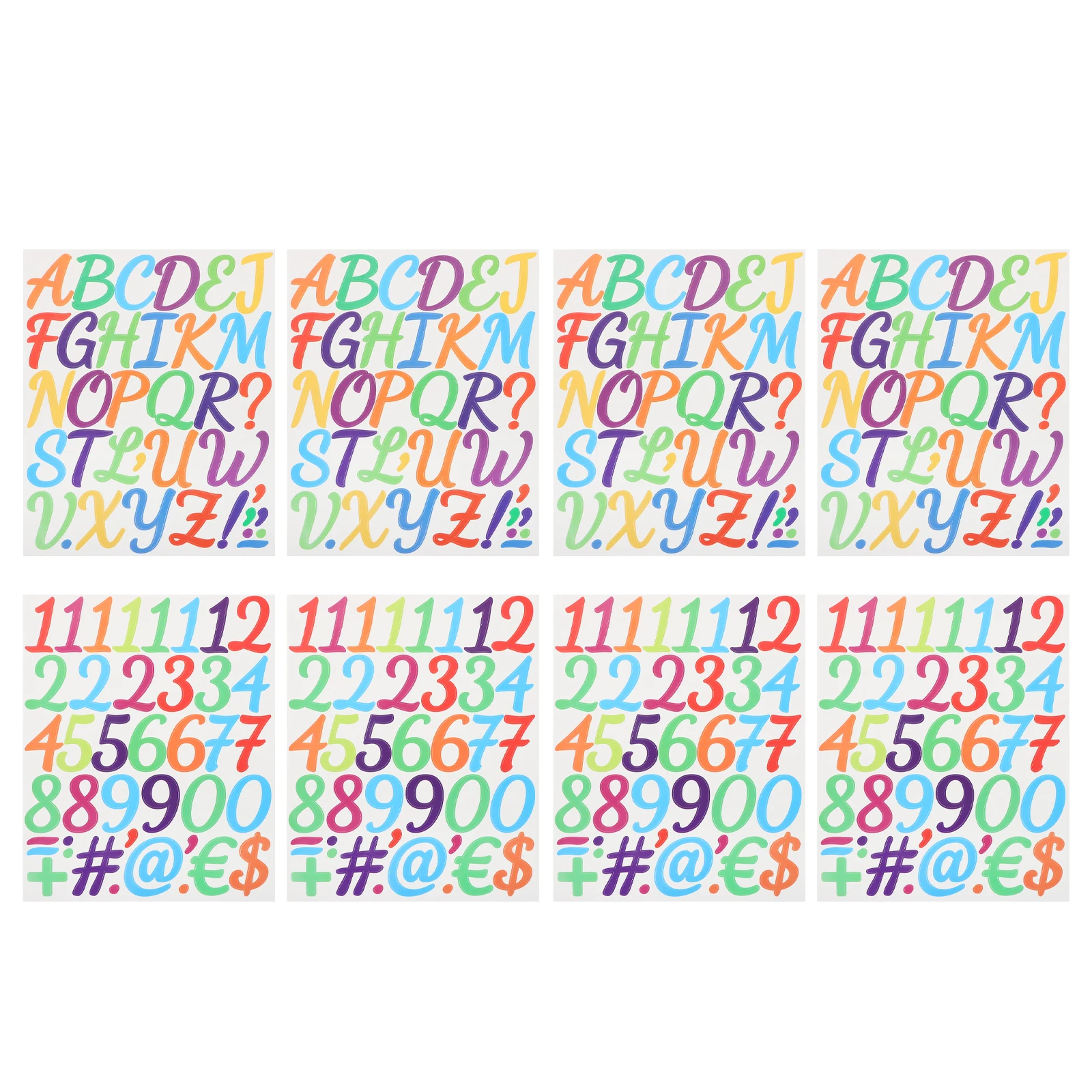 

8 Sheets 2 Inch Digital Stickers Handwritten Letters Numbers Scrapbooking Alphabet Decals Trash Can Decorative Vinyl DIY