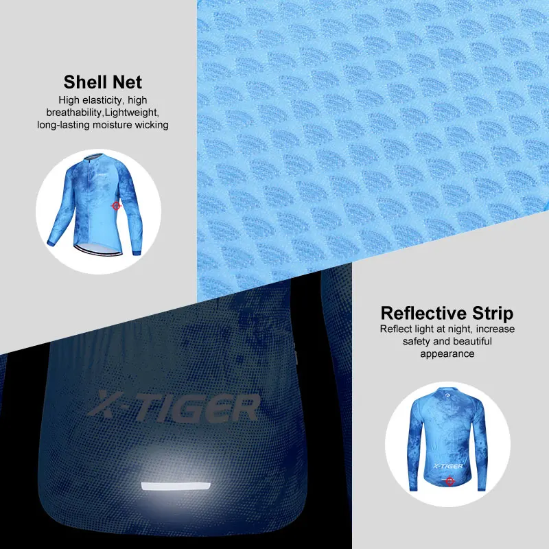 X-TIGER Cycling Jerseys Upgraded Fit Long Sleeve Summer Jersey Bicycle Clothes Day-to-day Training Rides