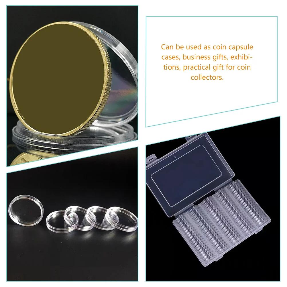 100 ชิ้นเหรียญคลิปใสแบบพกพา Supply โปร่งใสแคปซูล Professional สําหรับนักสะสม