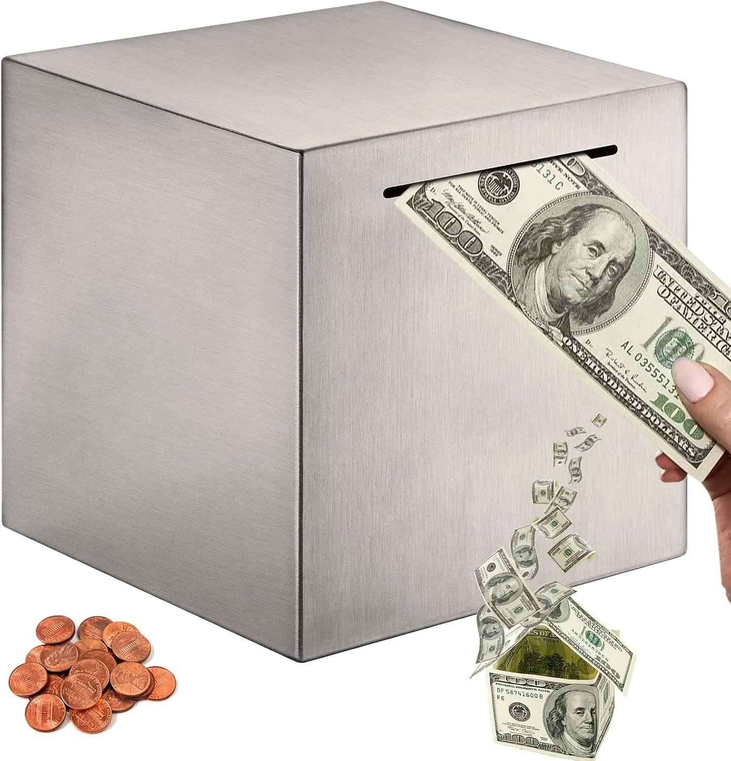 

Piggy Bank for Adults,Safe Piggy Banks Made of Stainless Steel,Can Only Save The Piggy Bank That Cannot be Taken Out(7.9 inch)