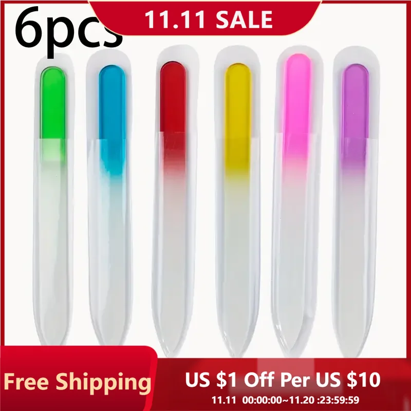 ตะไบเล็บแก้วเช็กแบบมืออาชีพ 6 ชิ้น ล้างทำความสะอาดได้ อุปกรณ์ทำเล็บกันน้ำ สำหรับผู้หญิง ไร้กลิ่น ตะไบเล็บคริสตัล