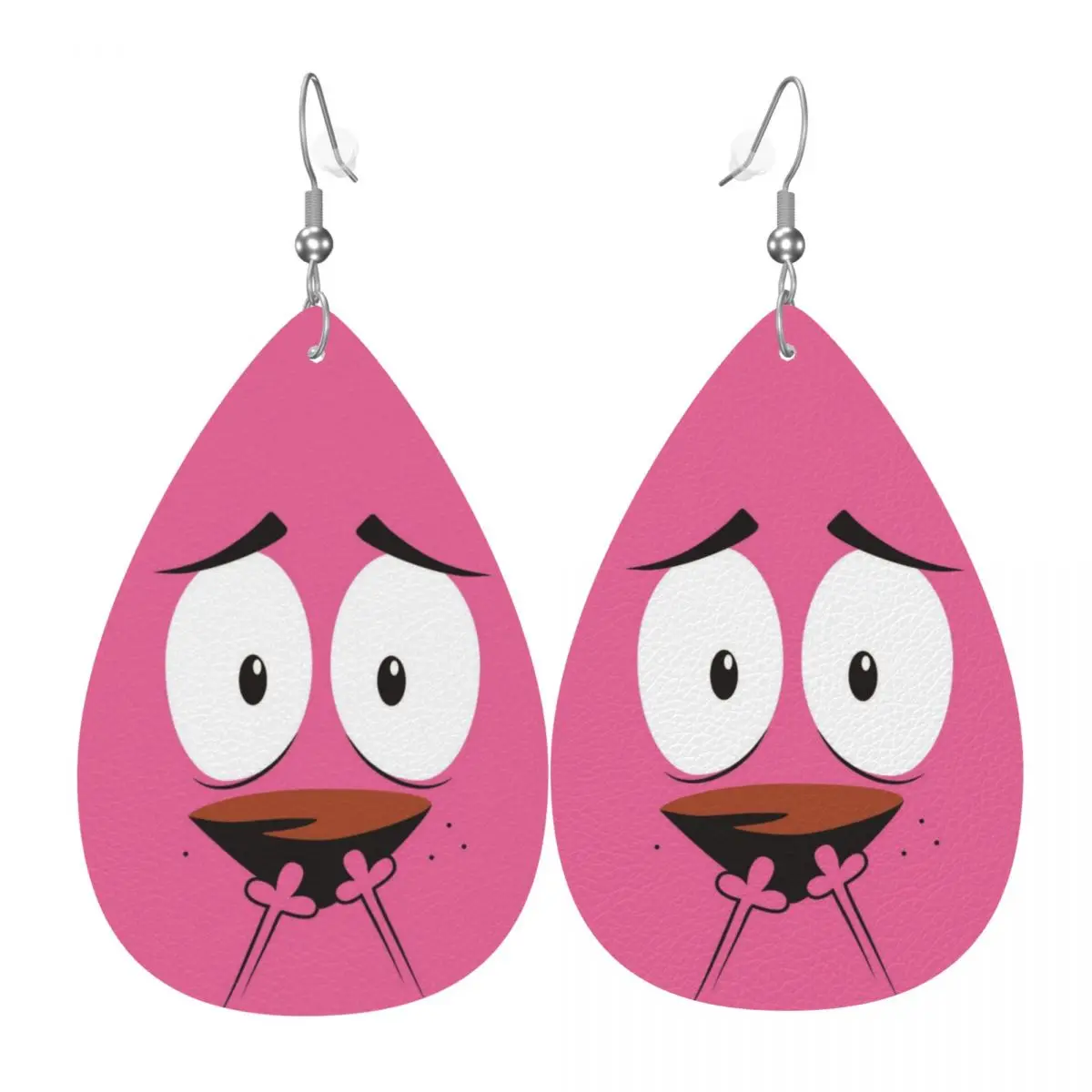 

Custom C-Courage The Cowardly Dog PVC Leather Earrings Dangle Earrings Jewelry For Women For Wife Mother Gift