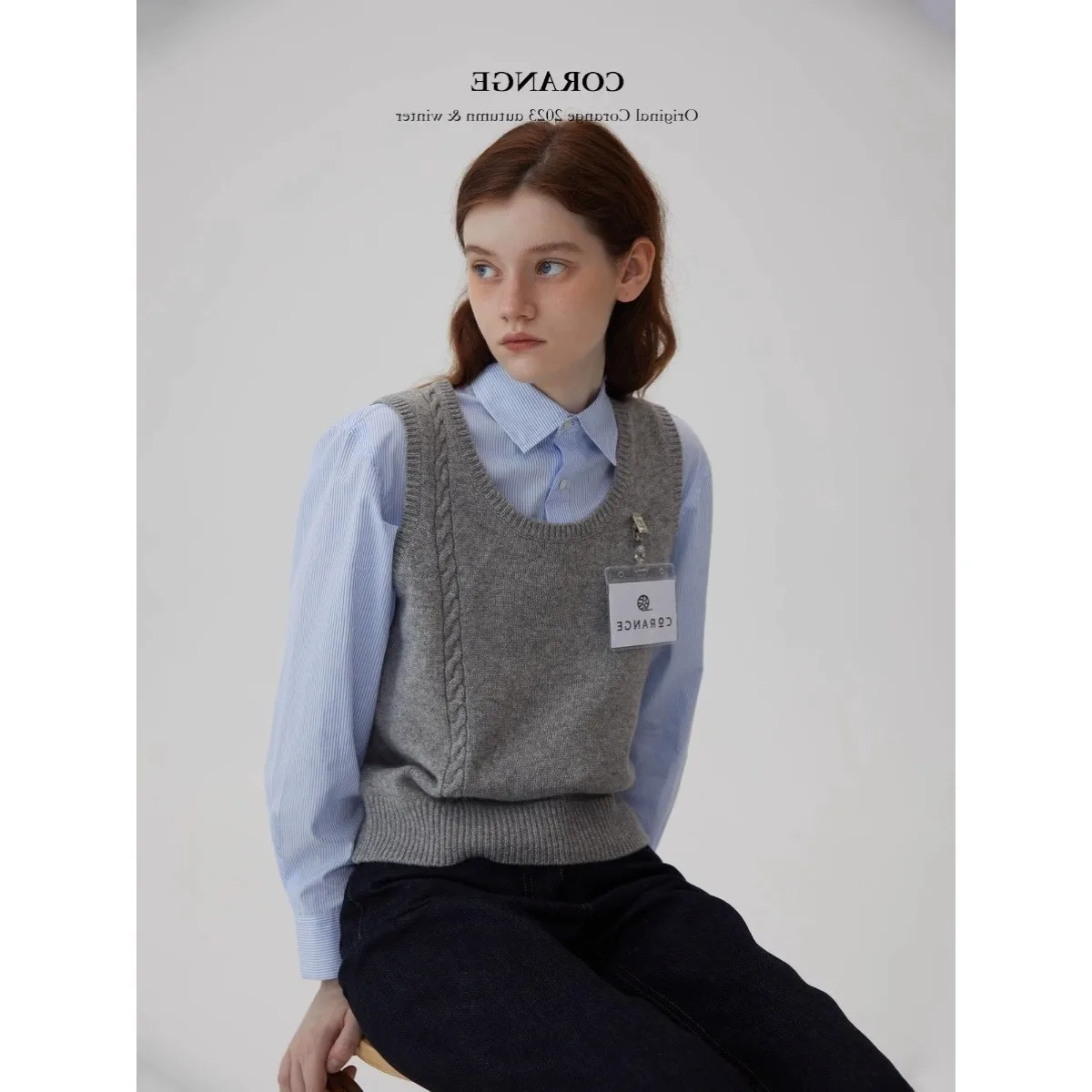 

American Retro ey Twisted U-Ne Knitted Sweater Vest Women Spring Autumn irt Layering Outerwear ort Top