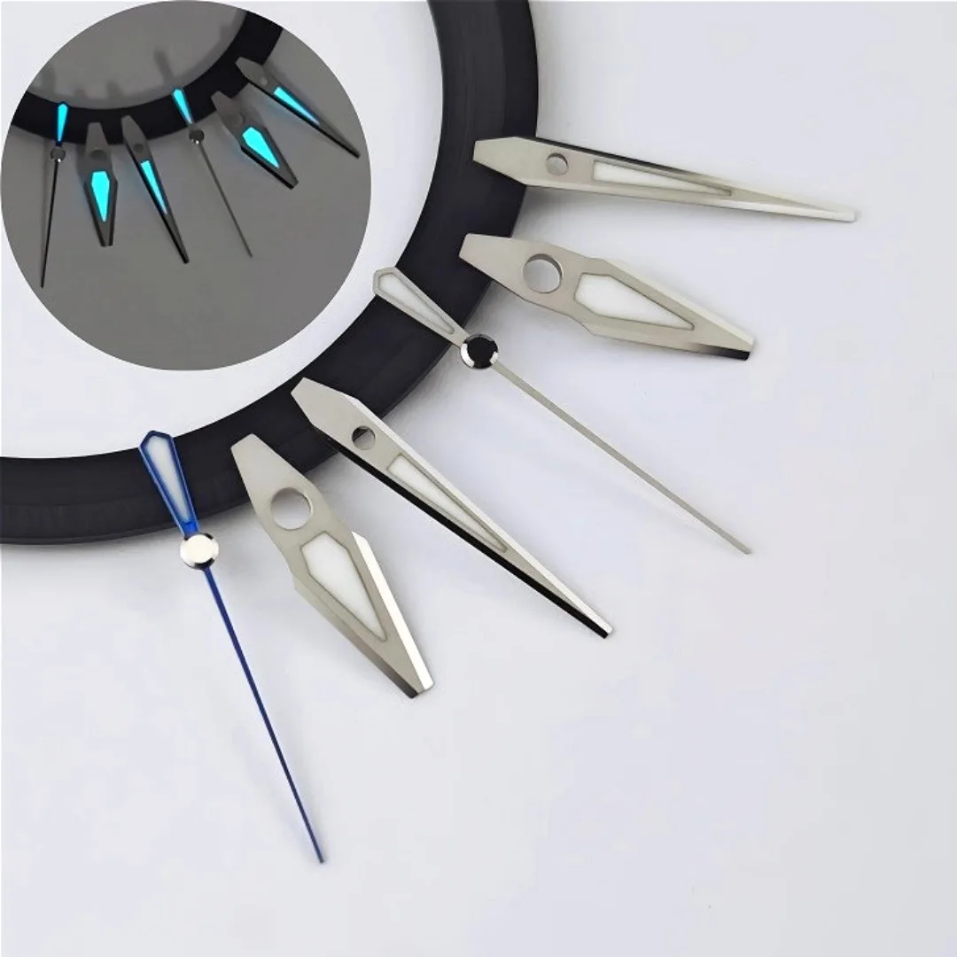 

NH35 стрелки часов 5-сторонние с тонкой полировкой BGW9 ледяной синий светящиеся стрелки высокого качества для GS грибные аксессуары для секундных часов 12,5 мм