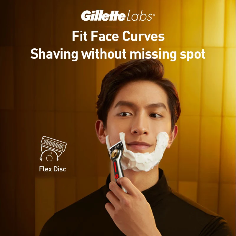 질레트 랩스 남성용 가열 면도기 제모기 2단계 온도 조절 1개 핸들 2개 플렉스 디스크 블레이드 헤드 5중 블레이드